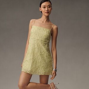 Anthropologie NWT Sz Med 3D floral appliqué dress; side zipper, pockets, lined